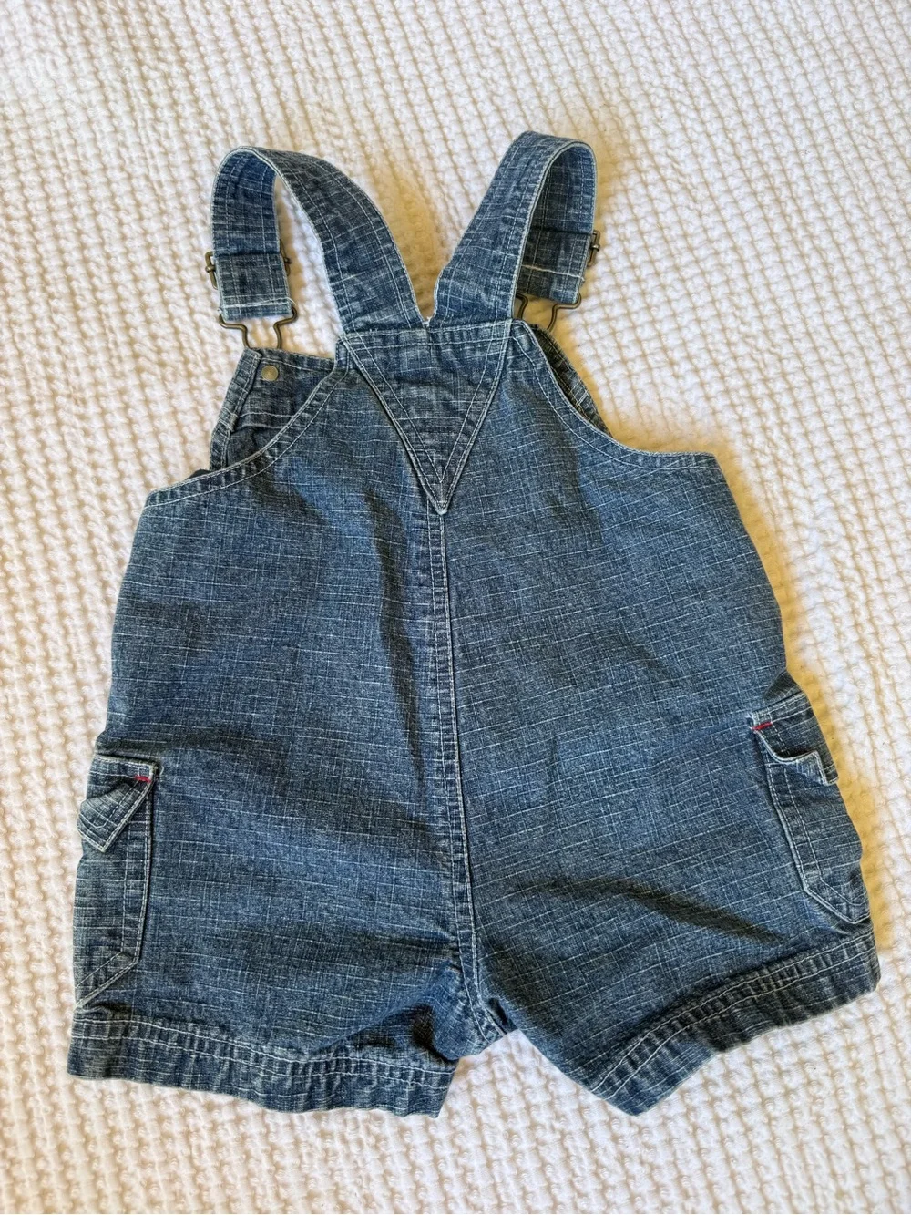 Disney Denim Short Overalls in Blue with Red Trim and Cars Graphics